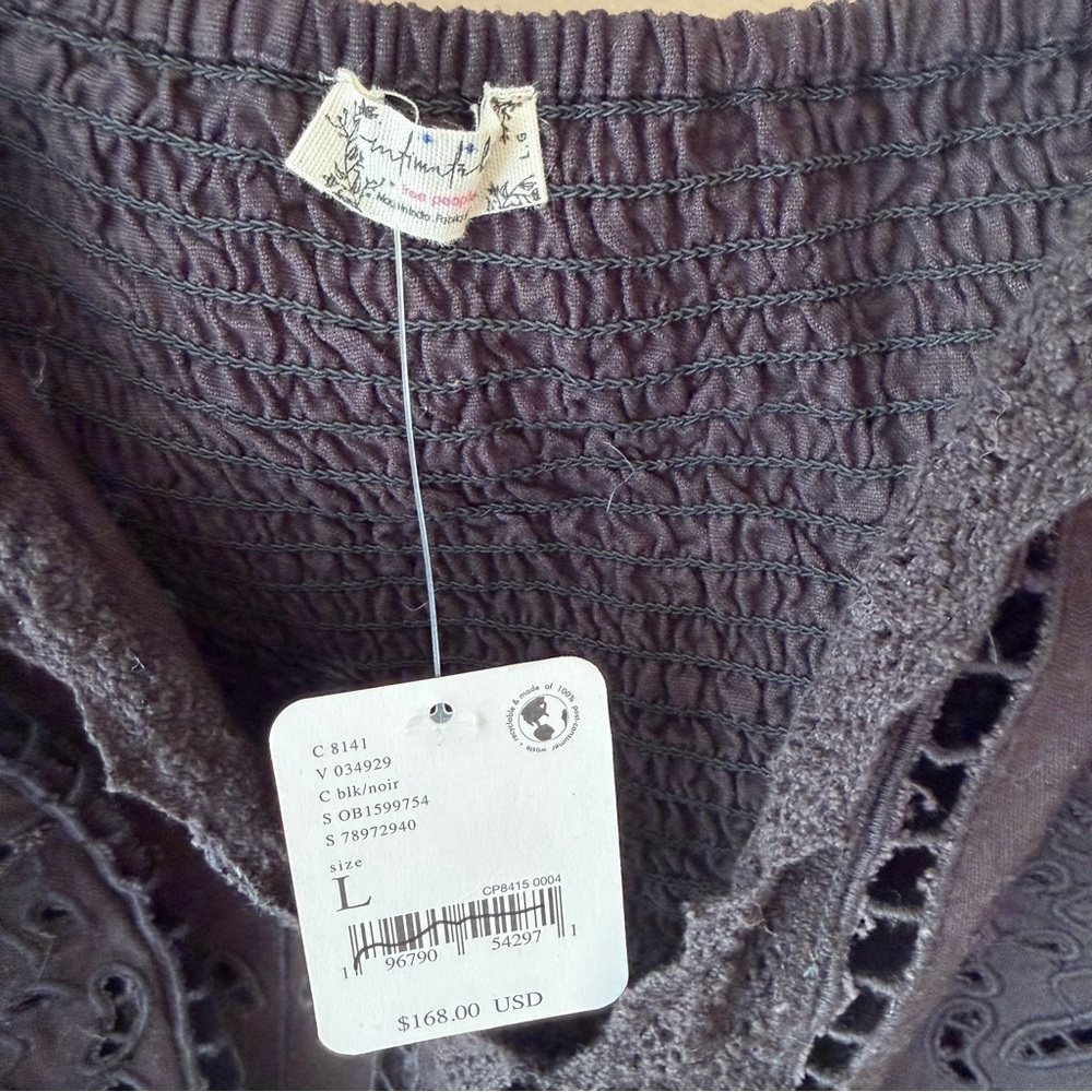 Free People Regina Black Blouse intimately bodysuit corset Victorian NWT L - Picture 7 of 8